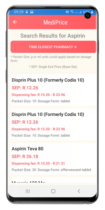 Aspirin results